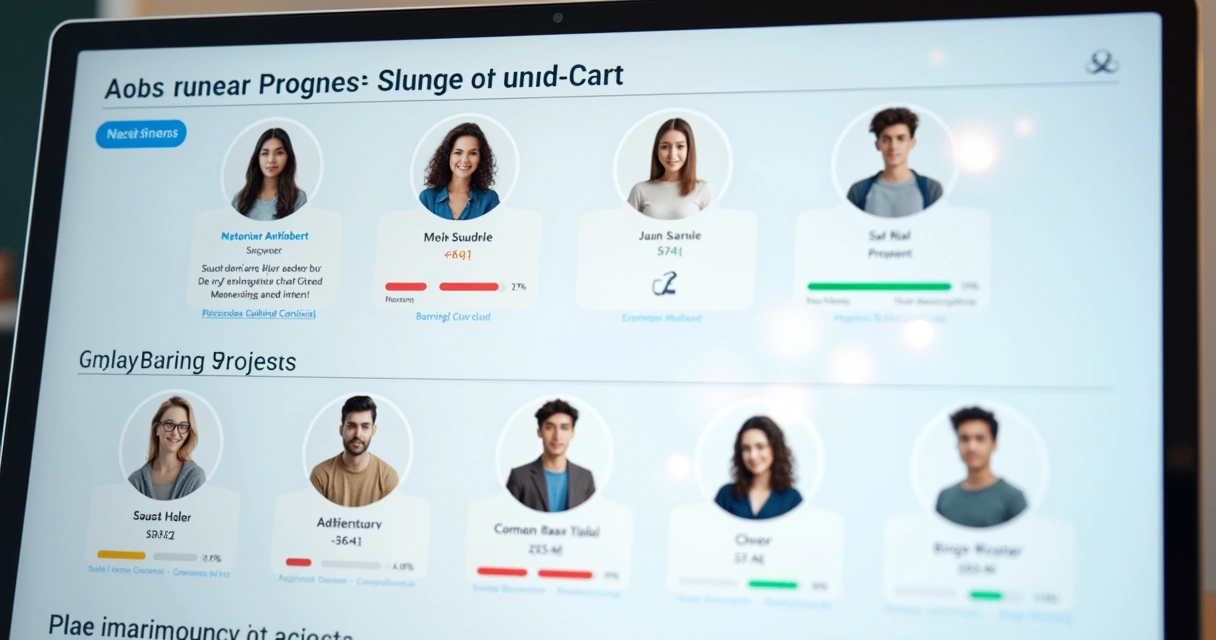 Painel digital mostrando progresso de alunos e notificações 