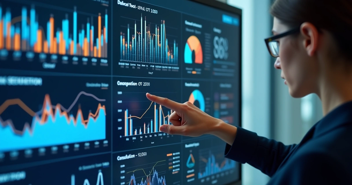 Painel digital de acompanhamento financeiro com gráficos e indicadores 