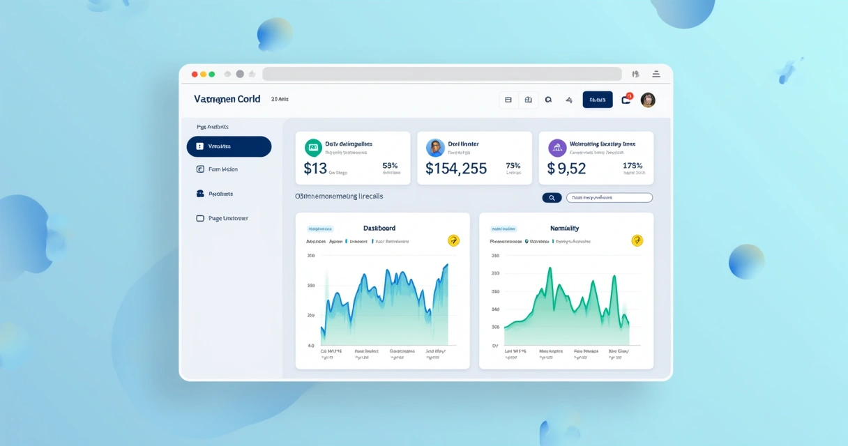 Visão geral de um painel administrativo de criador de sites moderno 