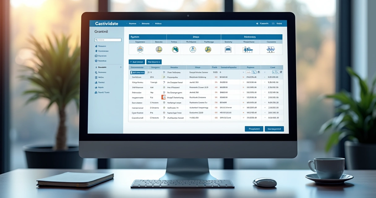 Painel administrativo digital exibindo pedidos coletivos consolidados e status de franquias em tela de computador 