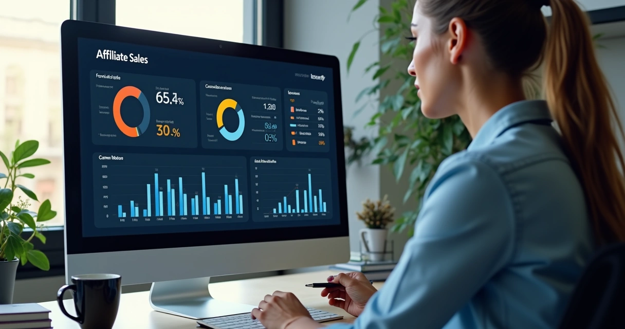 Painel digital com vendas afiliadas visíveis na tela