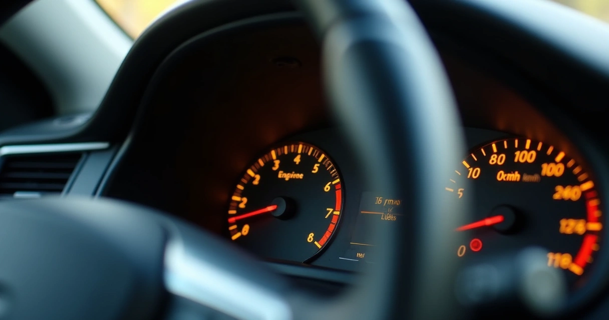 Painel do carro com luz de alerta acesa