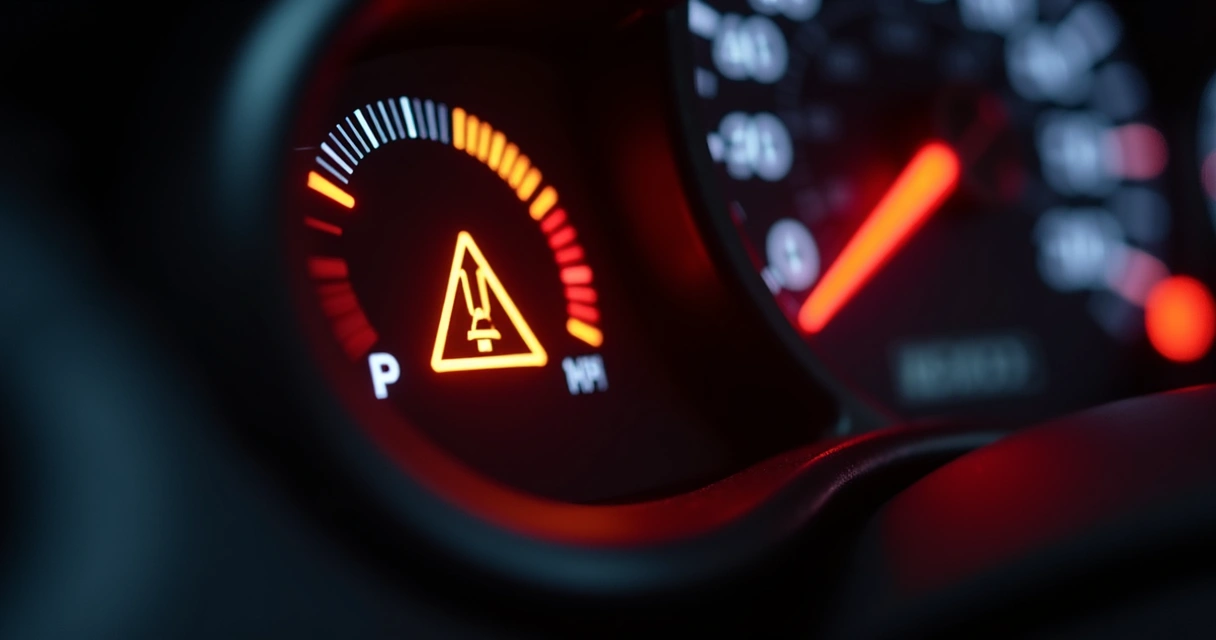 Painel de carro com luz de alerta do catalisador acesa