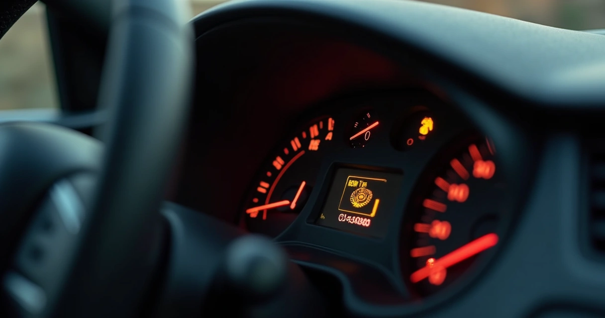 Painel do carro mostrando alerta de sensor de pressão dos pneus aceso