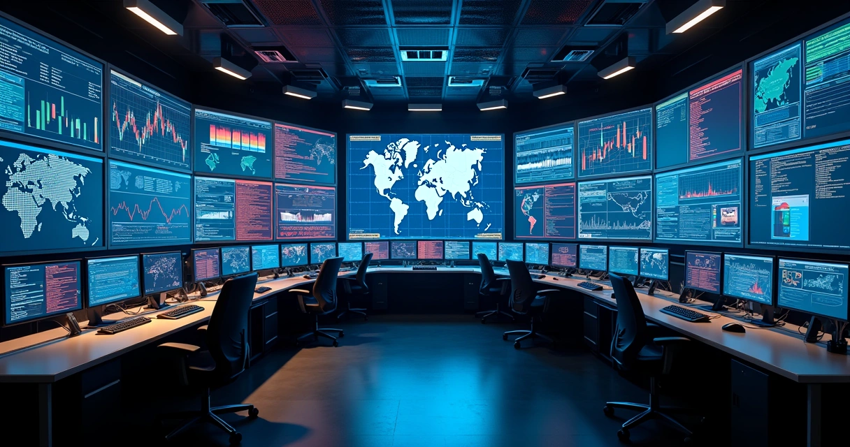 Painel de alertas de TI com diversos indicadores em destaque 