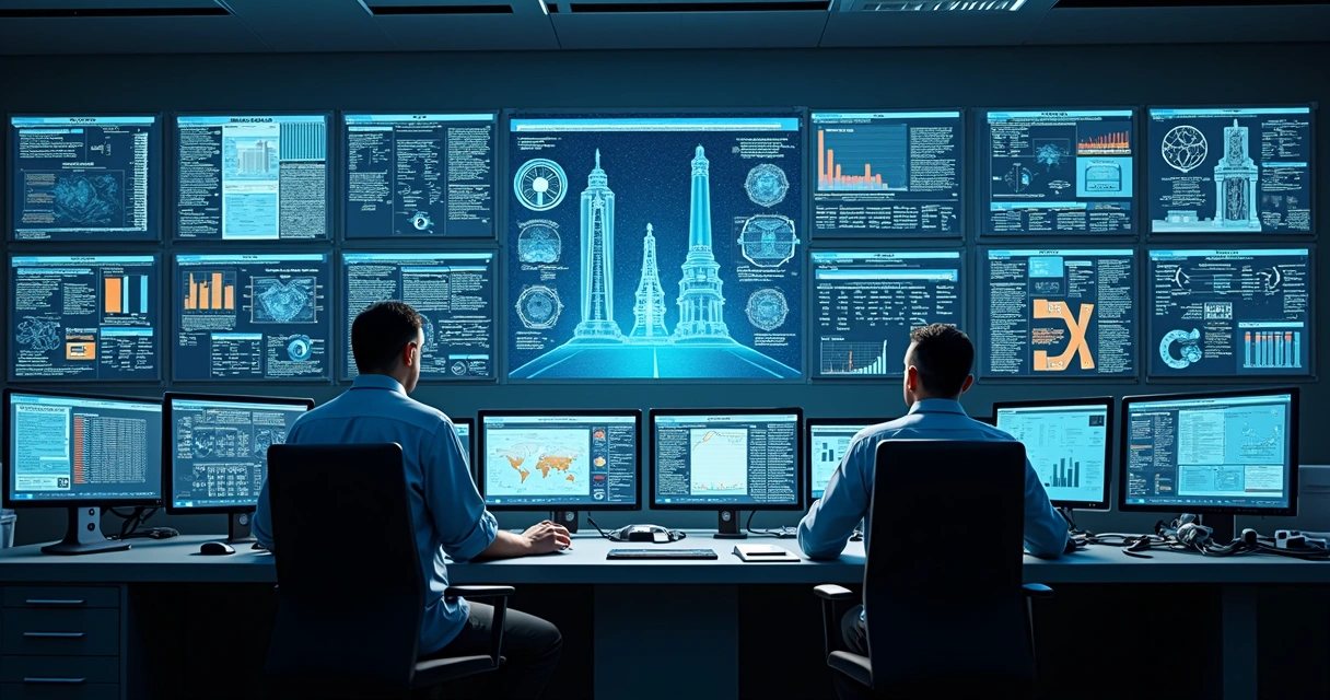 Painel digital com indicadores industriais em tempo real 