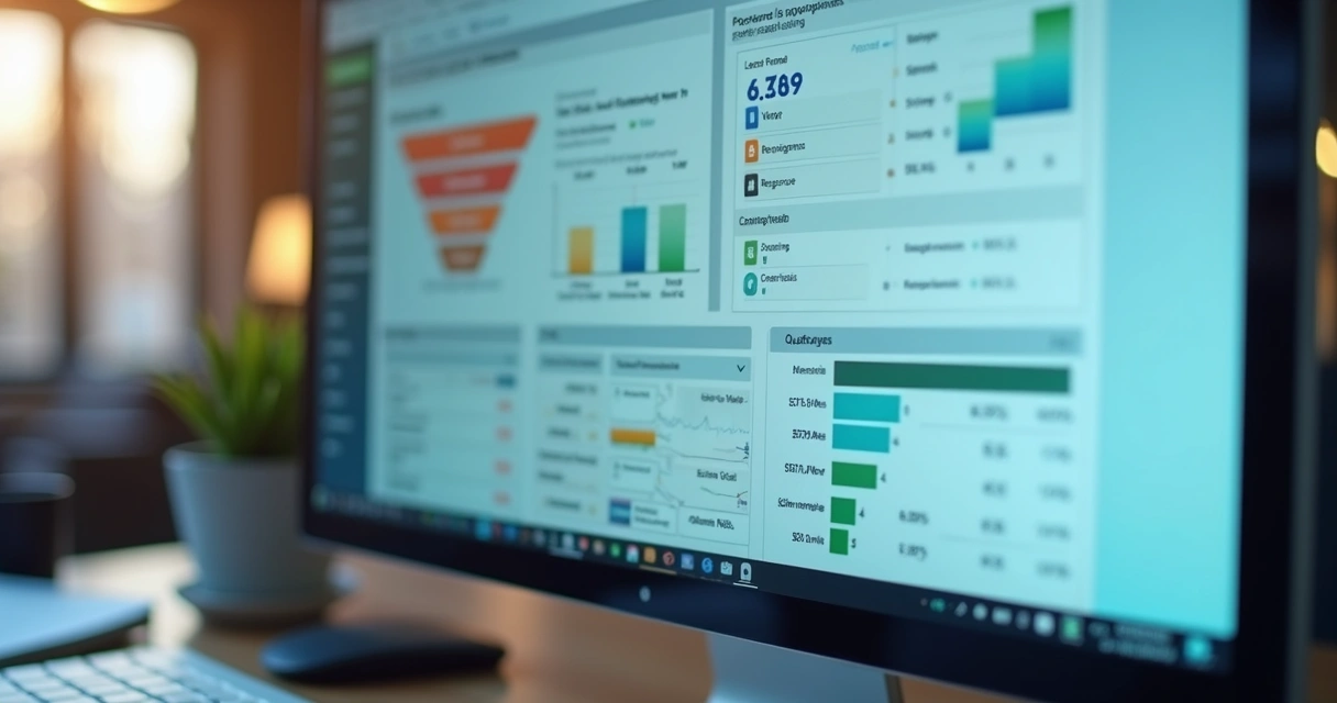 Painel com métricas de qualificação de leads na tela