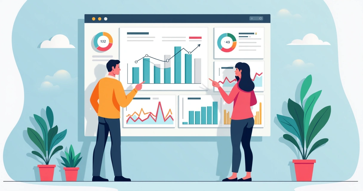 Painel digital mostrando métricas de atendimento e resultados de marketing conversacional 