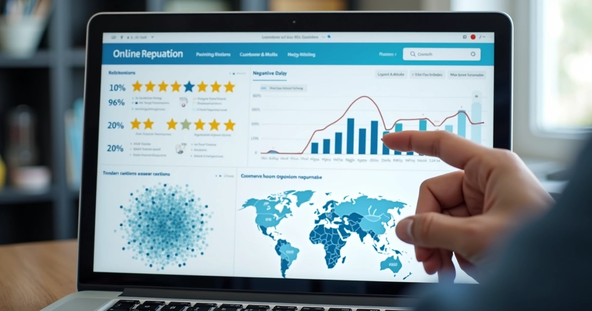 Painel dashboard análise reputação online 