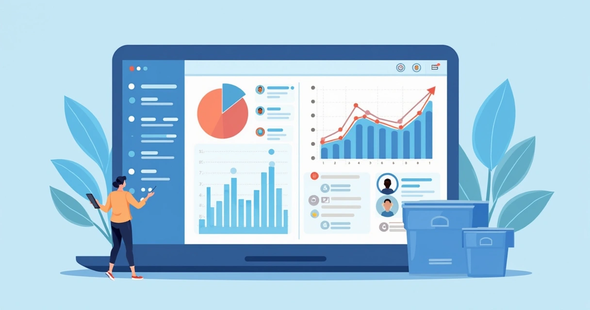 Painel digital com gráficos de vendas e métricas para análise 