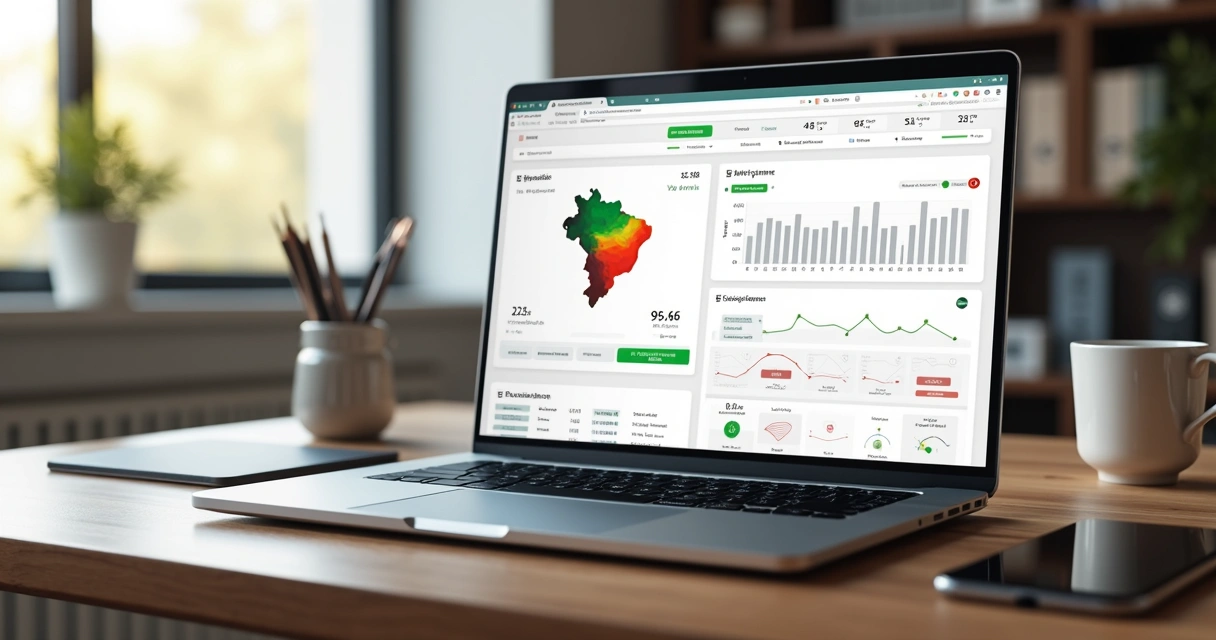 Painel de antifraude com alertas em um notebook