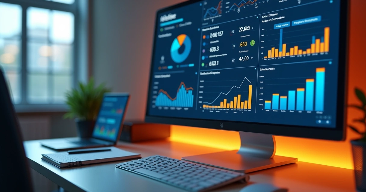 Painel de anúncios com gráficos e automação por IA 