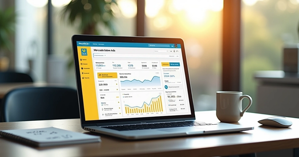 Dashboard com métricas de anúncios e gráficos de desempenho 