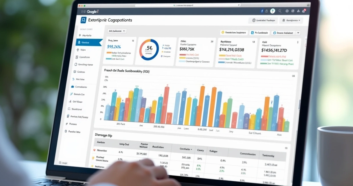 Painel com gráficos de resultados de anúncios pagos 