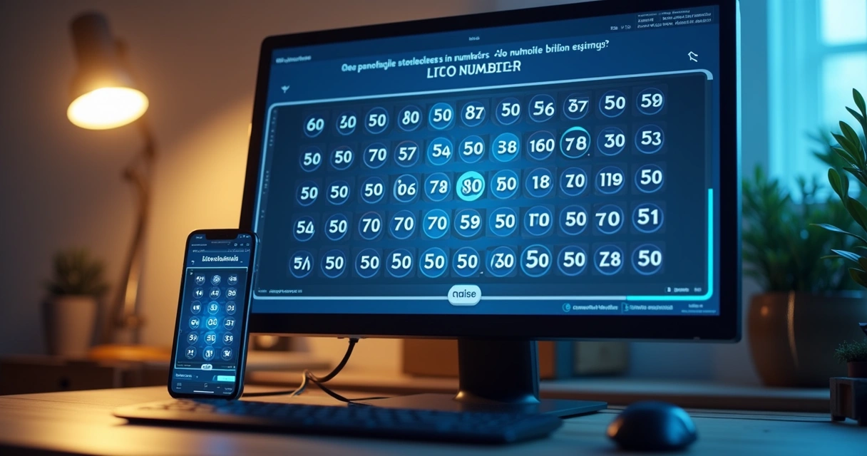 Tela de aposta da Lotomania com seleção de números no computador 