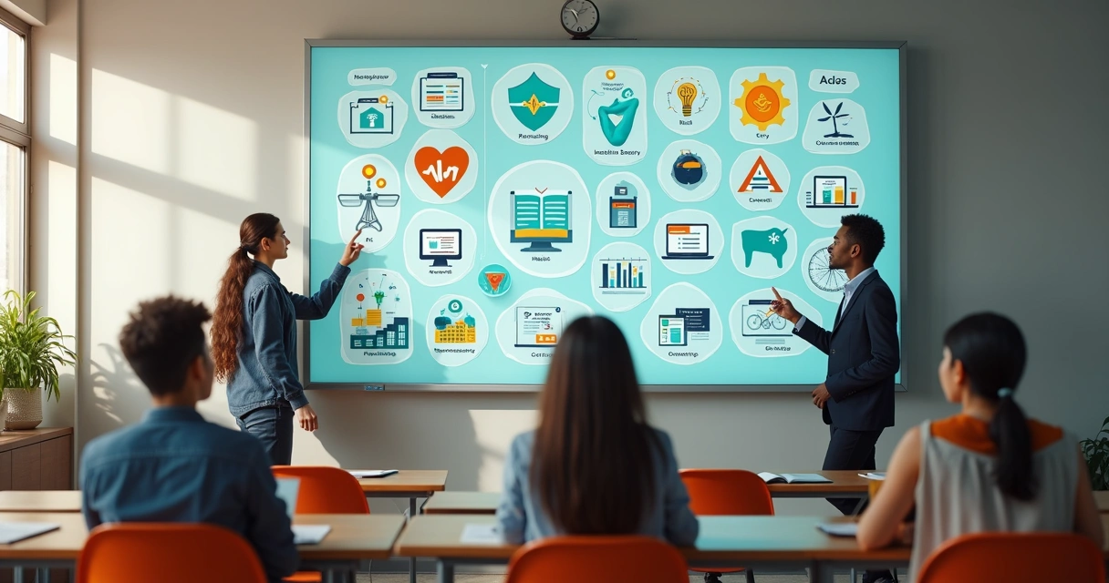 Painel mostrando diferentes áreas em alta em 2025