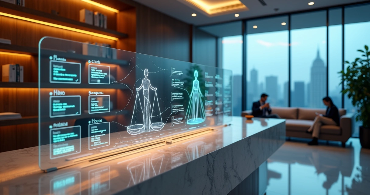 Painel digital omnichannel conectando balcao de recepcao juridica a canais online 