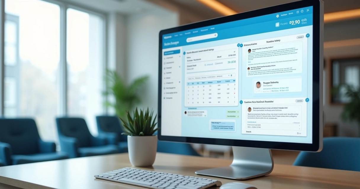 Painel digital de clínica com agenda, mensagens e prontuário integrados 