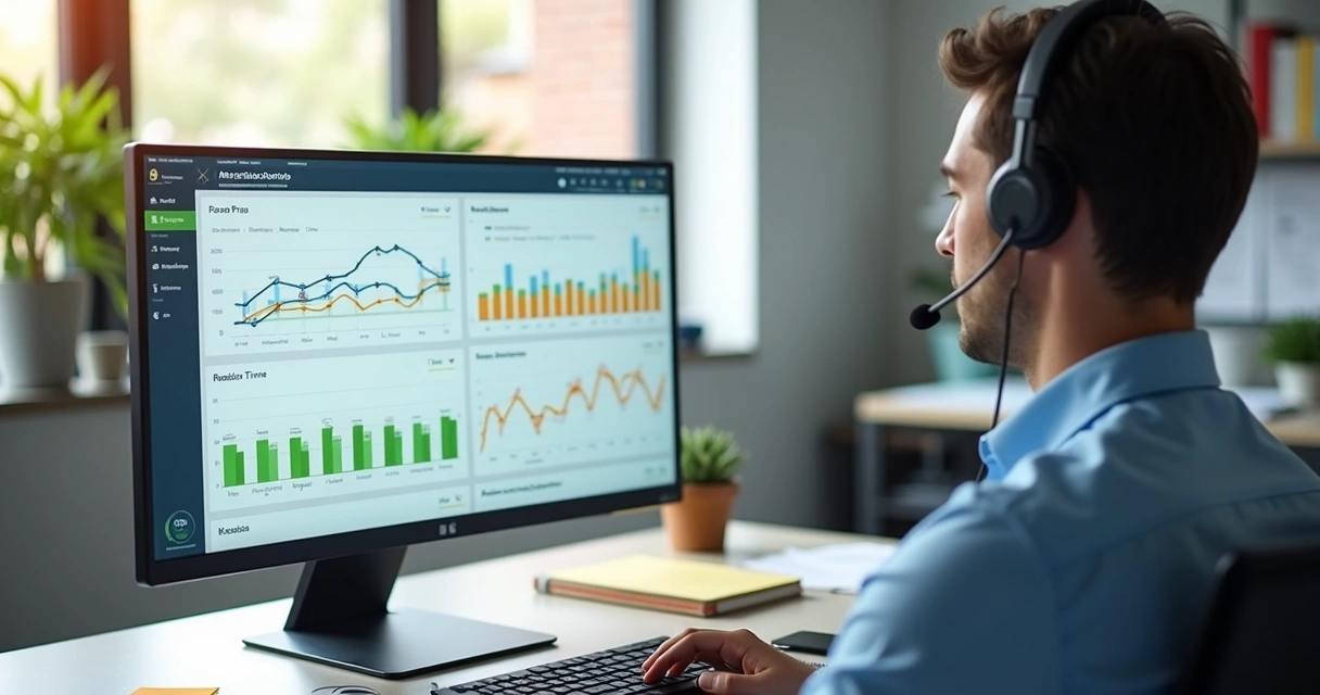 Painel com métricas de atendimento em tela