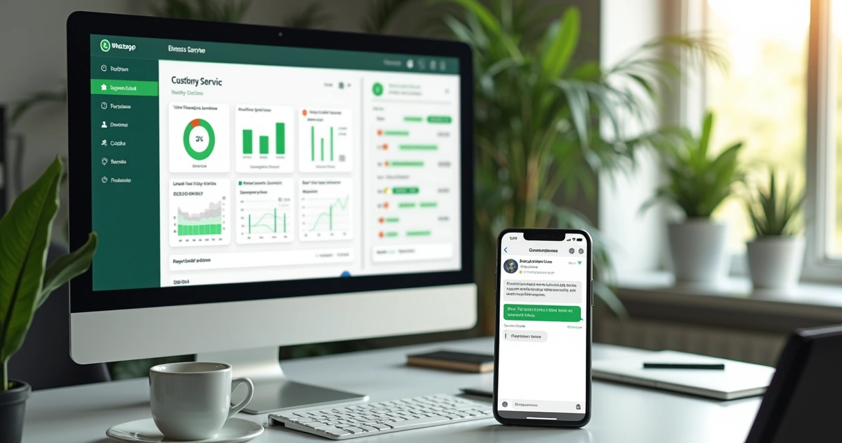 Painel de atendimento com métricas e conversa no WhatsApp 