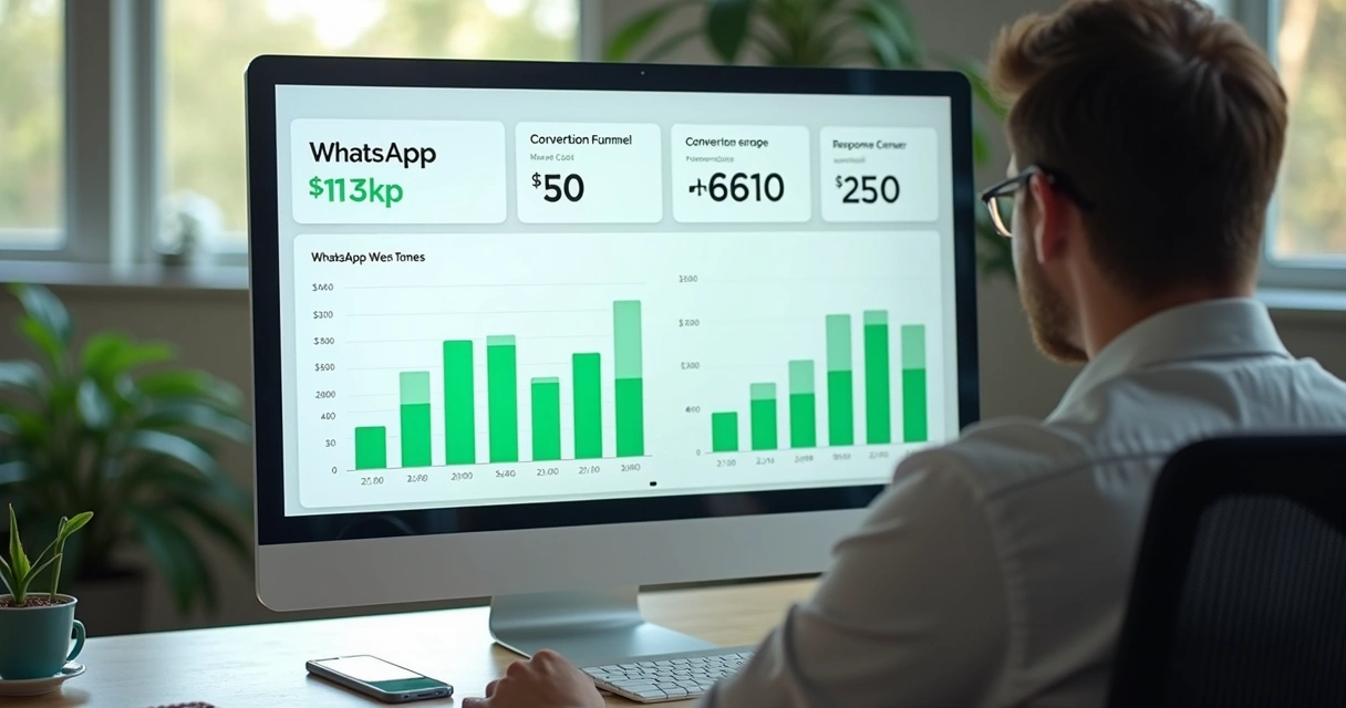 Painel com métricas de atendimento e custos do WhatsApp 