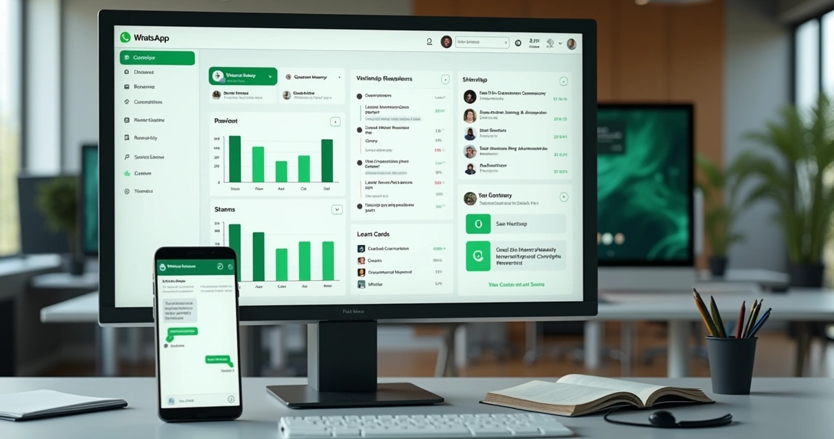 Painel de atendimento com métricas e conversas no WhatsApp 