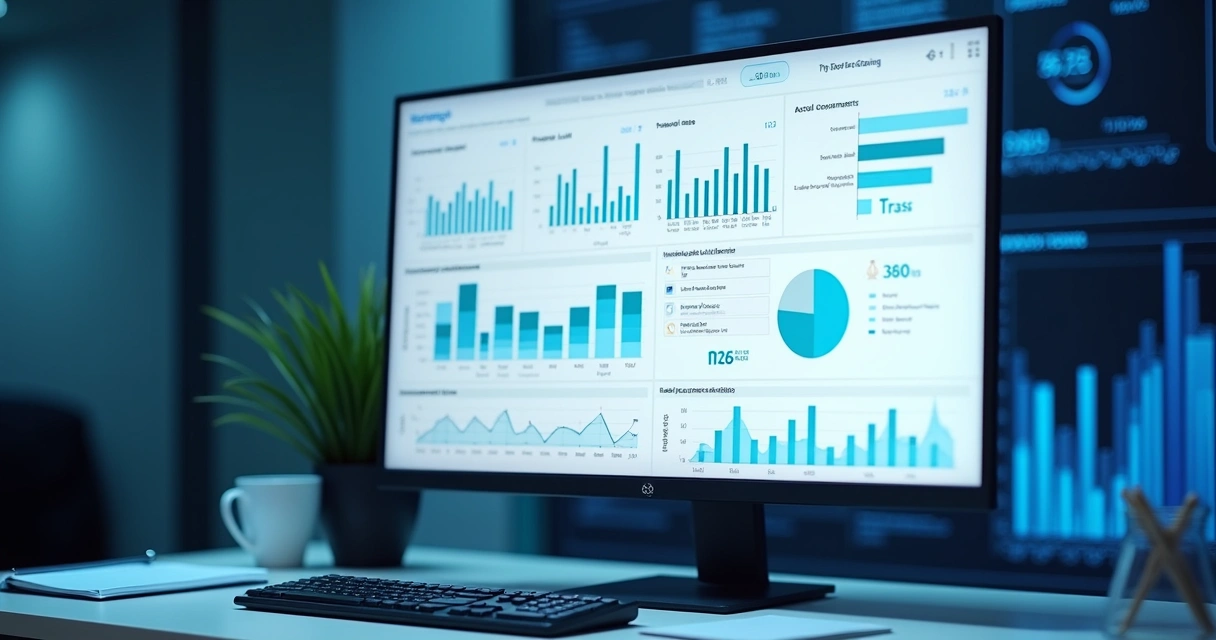 Painel digital de controle de auditoria documental exibido em monitor 