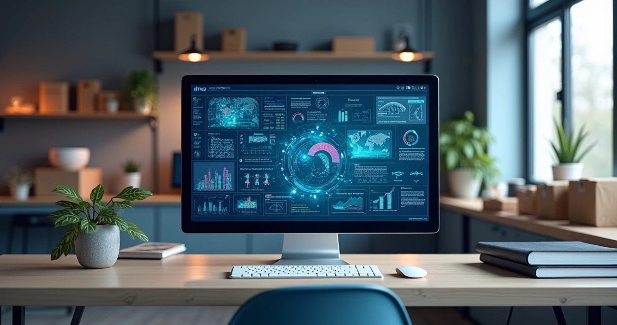 Painel com gráficos de automação e monitoramento de estoque em tempo real 