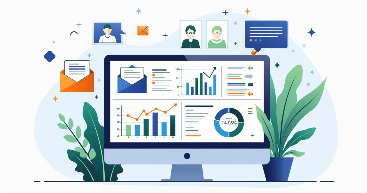 Painel com métricas de automação de email e contatos captados 