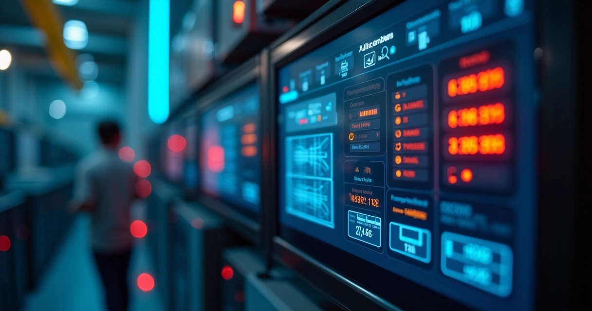 Painel digital de automação de gerador em close