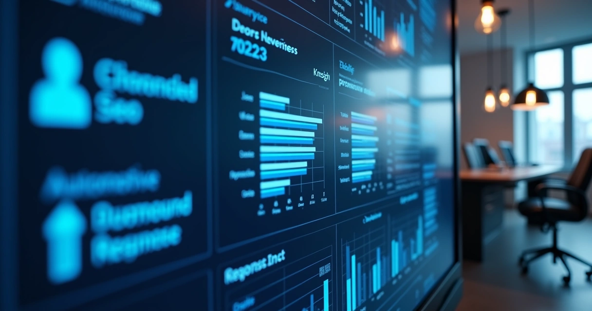 Painel digital exibindo métricas e taxas de engajamento de mensagens no LinkedIn 