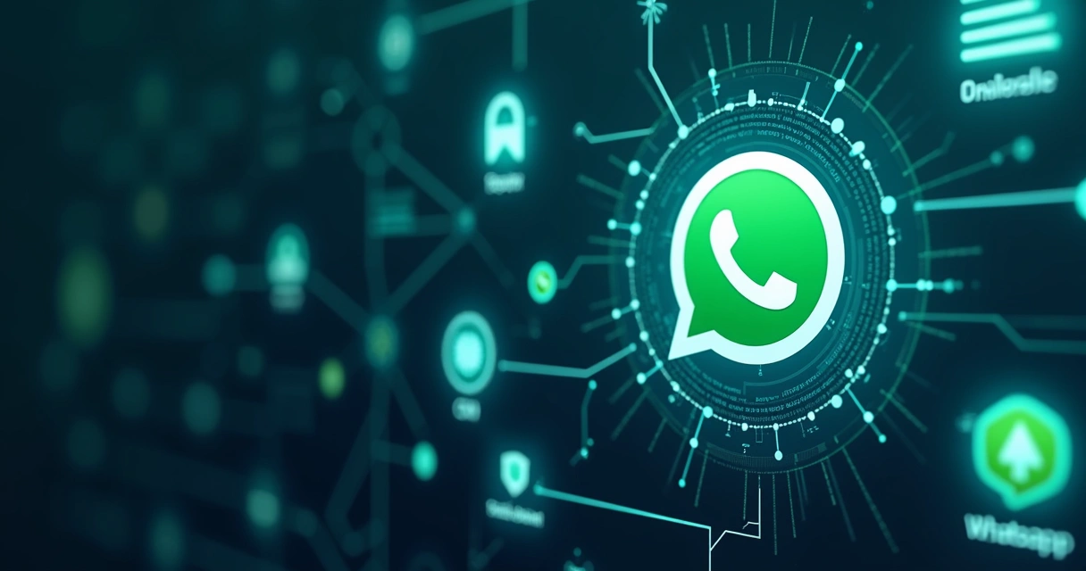 Painel colorido mostrando integrações e automação no WhatsApp 