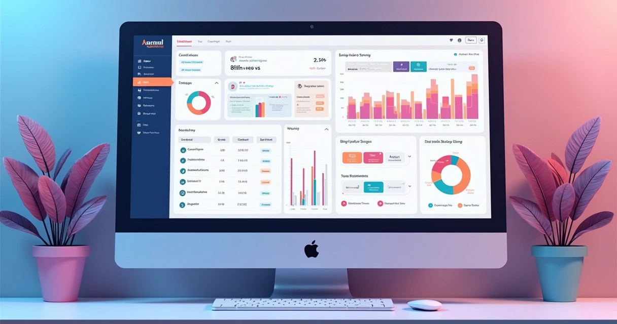 Painel de controle de ferramenta de marketing digital automatizada 