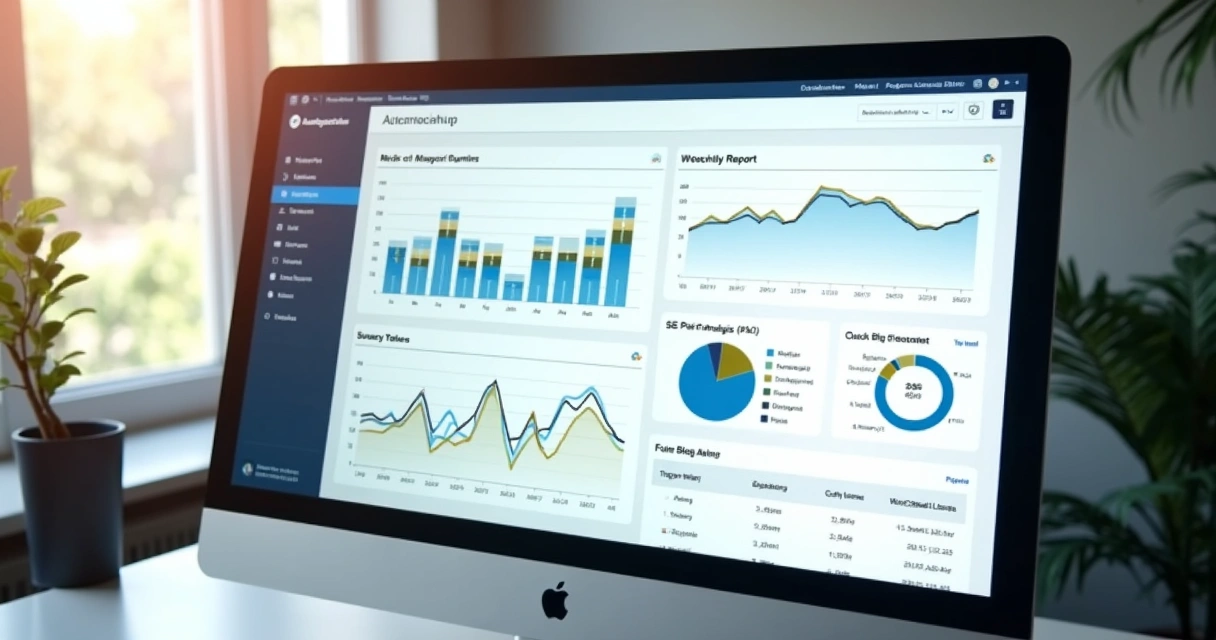 Painel Automarticles mostrando métricas de desempenho 