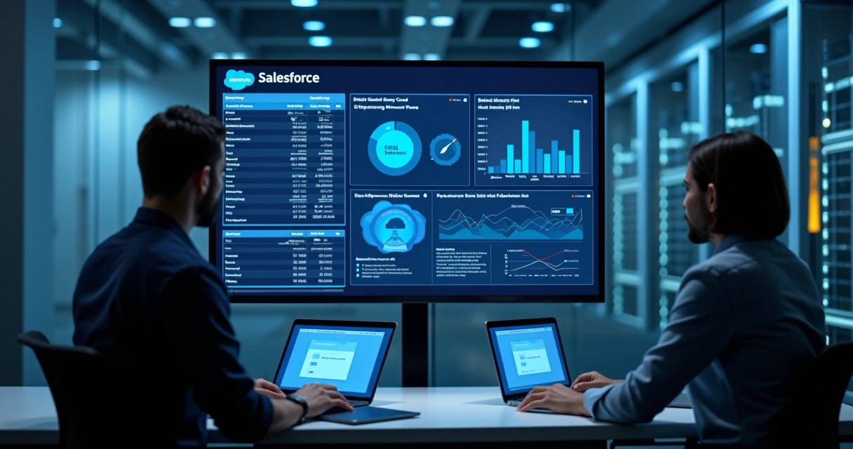 Painel de backup do Salesforce em tela corporativa 