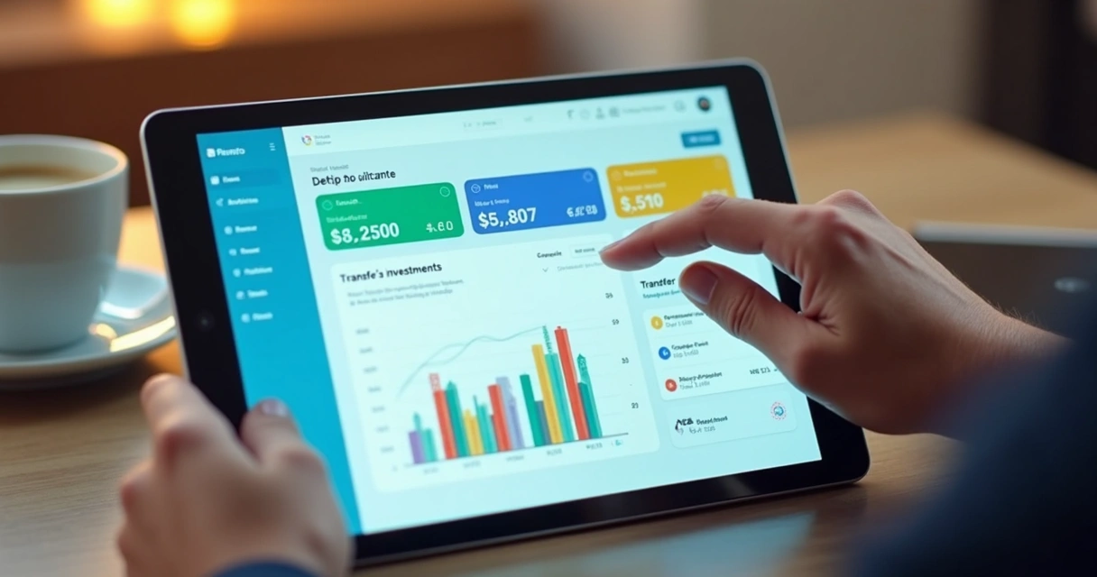 Painel de banco digital com múltiplos serviços 