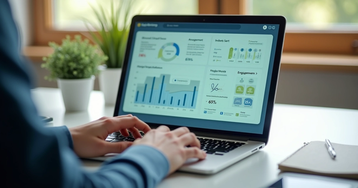 Painel digital de bem-estar exibido em tela de notebook no home office 