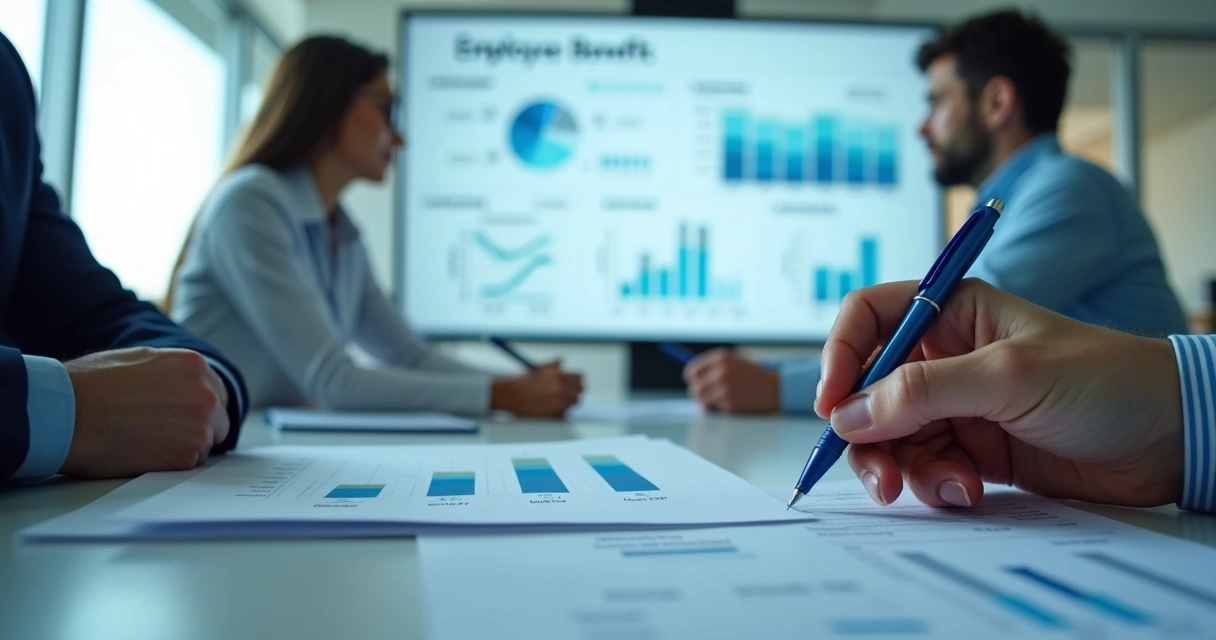 Painel com indicadores de benefícios empresariais 