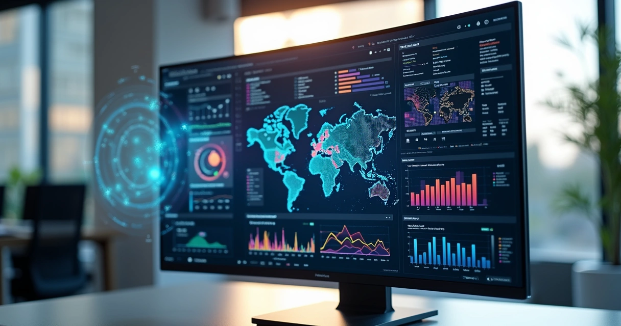 Tela de painel de BI analisando dados empresariais 