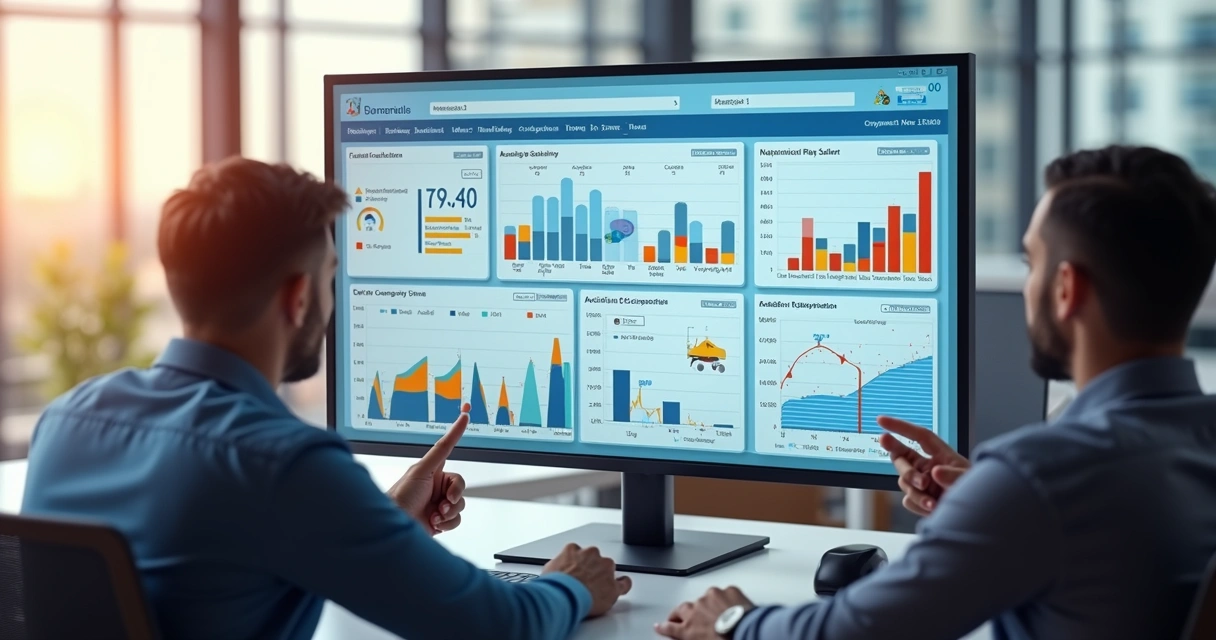 Painel de BI com gráficos de saúde e segurança do trabalho