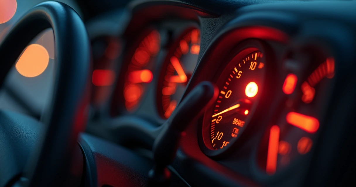 Painel de caminhão mostrando alerta de freio 