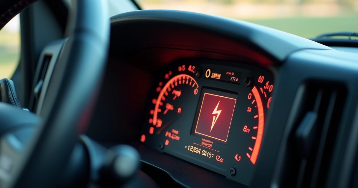 Painel digital com alerta elétrico em caminhão 