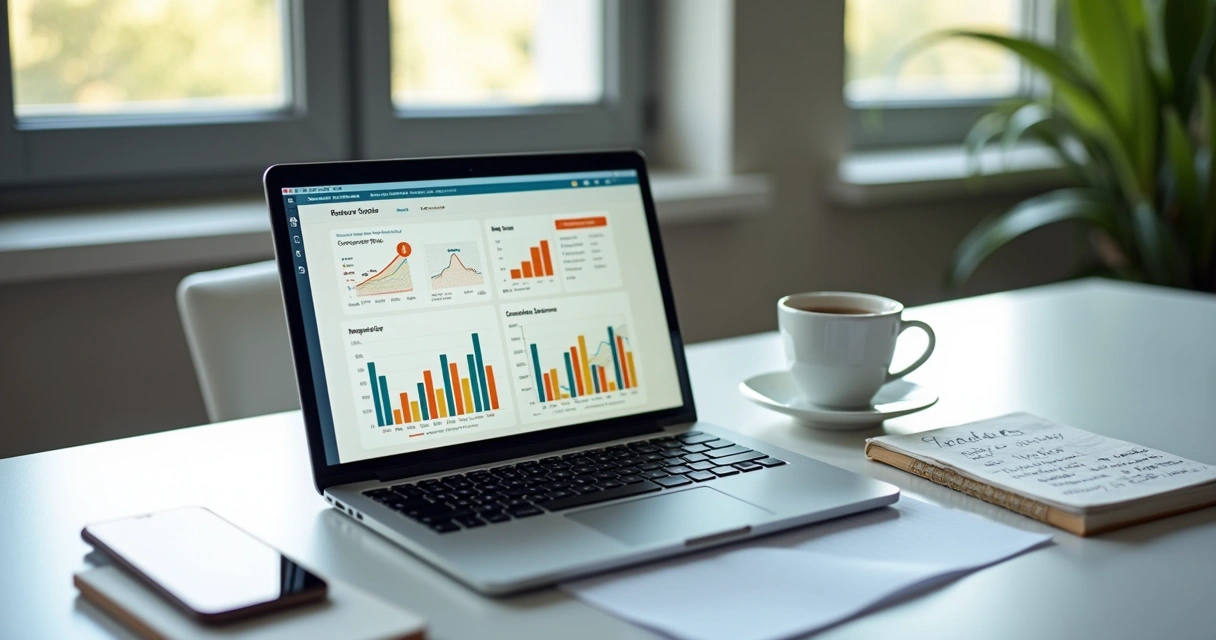 Painel de métricas de campanha de delivery em notebook 