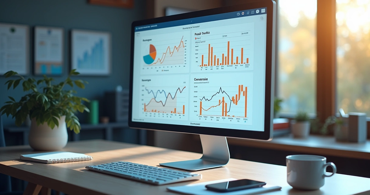 Painel de campanhas com gráficos, métricas e queda de resultados 