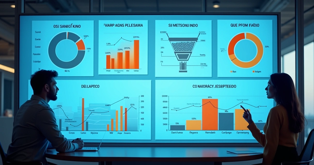 Painel digital com gráficos de campanhas de publicidade online 
