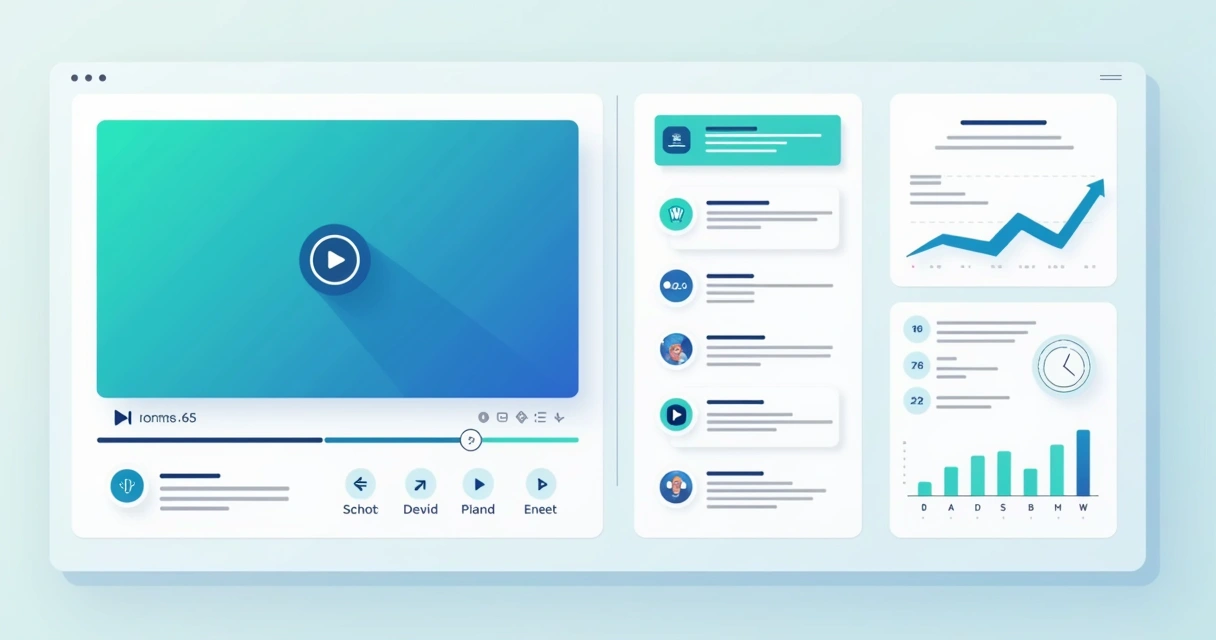 Painel com linha do tempo de vídeo e capítulos marcados 