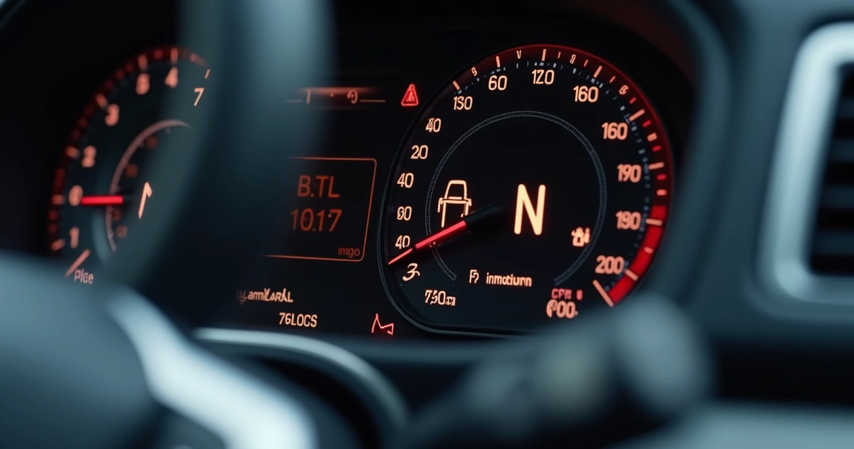 Painel de carro com luzes de câmbio iMotion acesas