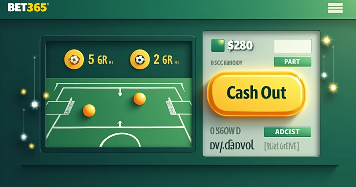 Painel com botão de cash out em destaque em uma aposta esportiva 