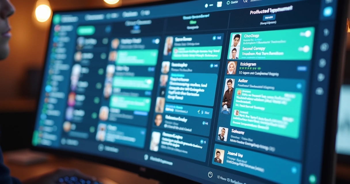 Painel digital centralizando atendimento de WhatsApp, Instagram e site