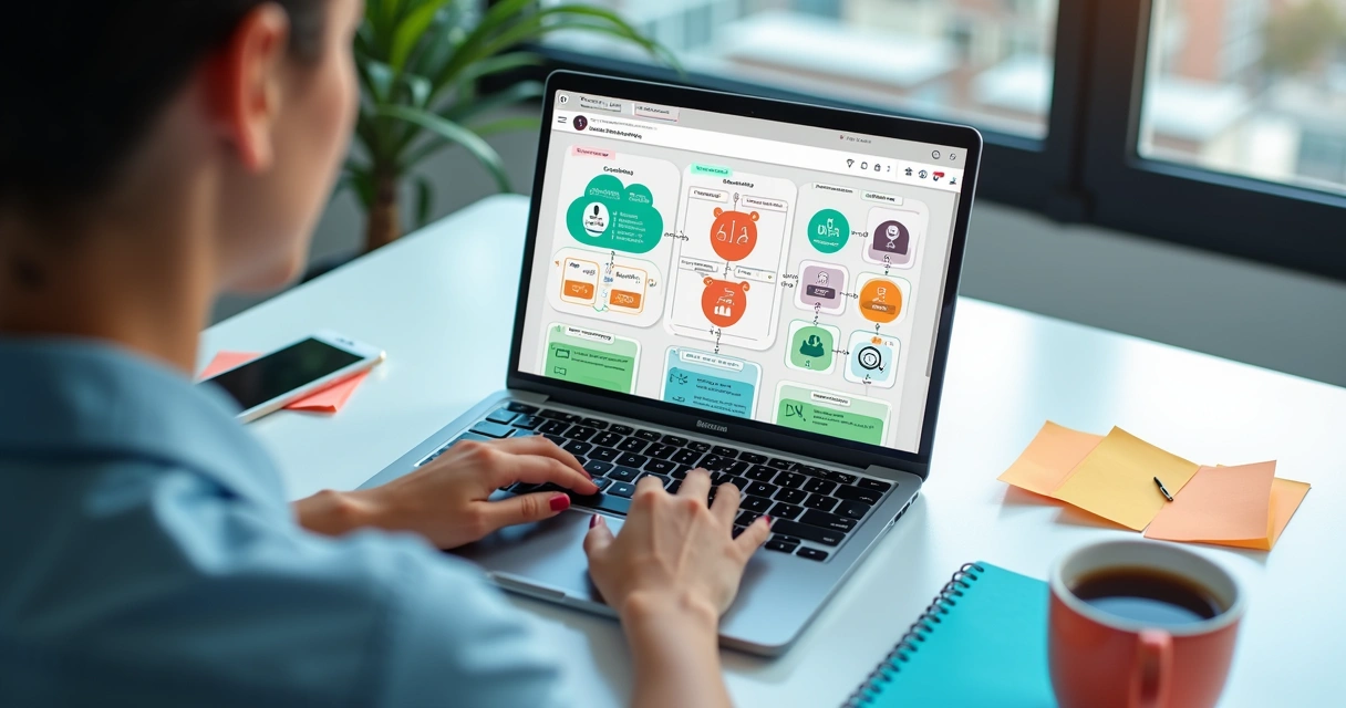 Painel visual de centralização de atendimento com fluxos conectando WhatsApp, PABX e chatbots 